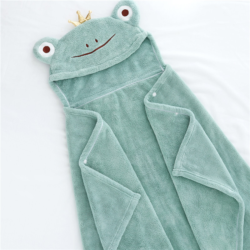 Combe kaput za kupanje za bebe od koralnog flisa, mekan i upijajući, 100–120 g, 40s pređa, vezenje