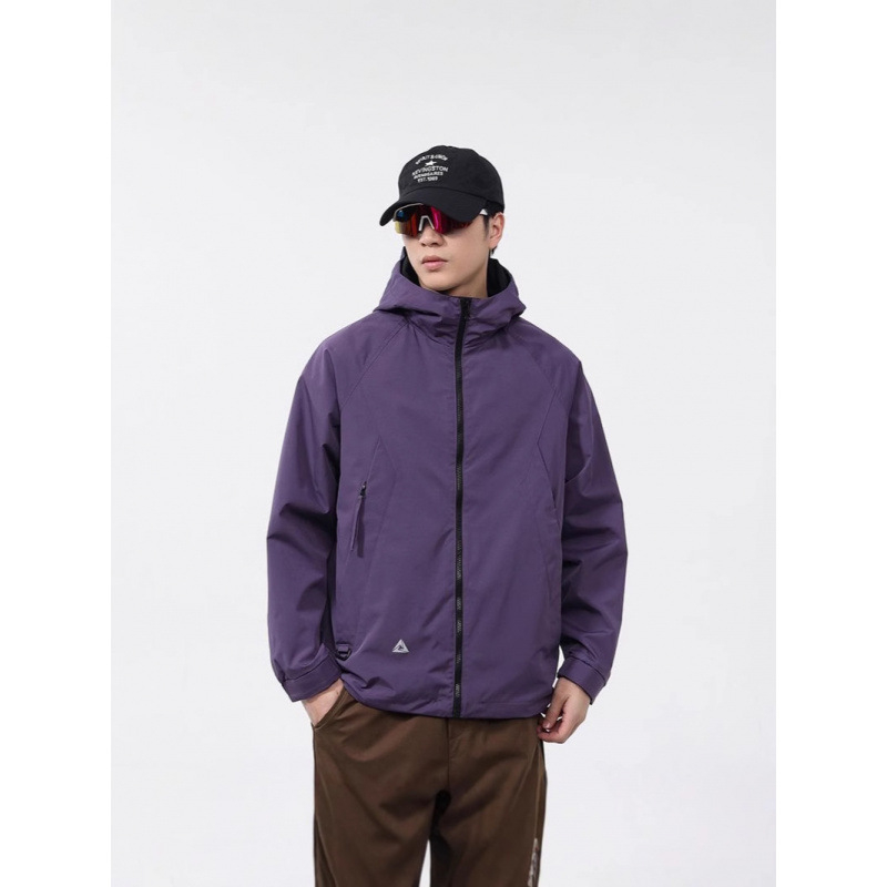 Muška dvostruko obostrana jakna s kapuljačom, vodootporna, na zip, s više džepova