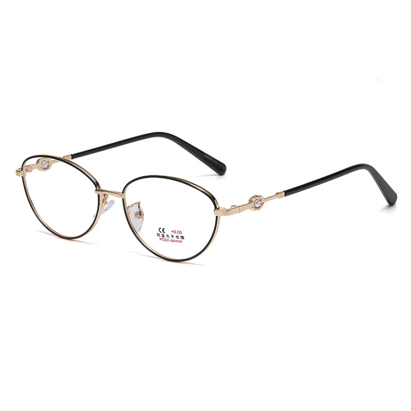 Dianxi очила за четене с метална пълна рамка, UV-устойчиви акрилни лещи, овална форма