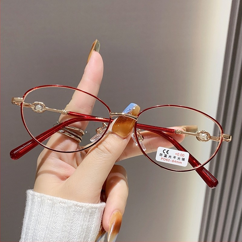 Dianxi čítacie okuliare s plným kovovým rámom, akrylové šošovky UV-odolné, oválny rám