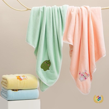 Dječji ručnik za kupanje od koralnog velura, 150D, izvezen uzorak, brzo se suši, za dojenčad