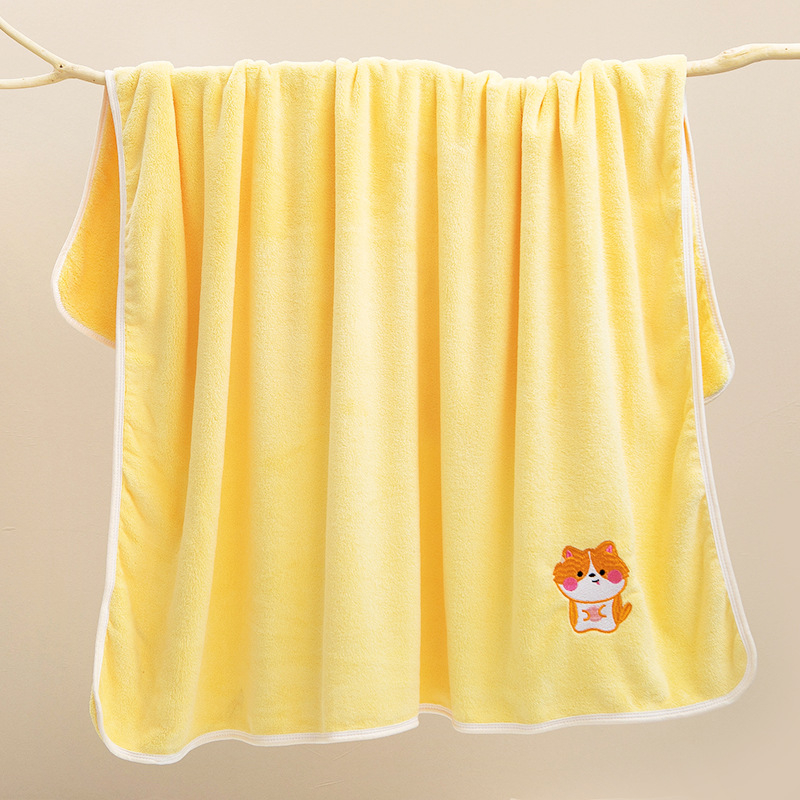 Dječji ručnik za kupanje od koralnog velura, 150D, izvezen uzorak, brzo se suši, za dojenčad