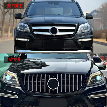 YTOP GT-stílusú függőleges sávos radiátor rács Mercedes-Benz GL X166 (2013-2015), ABS műanyag