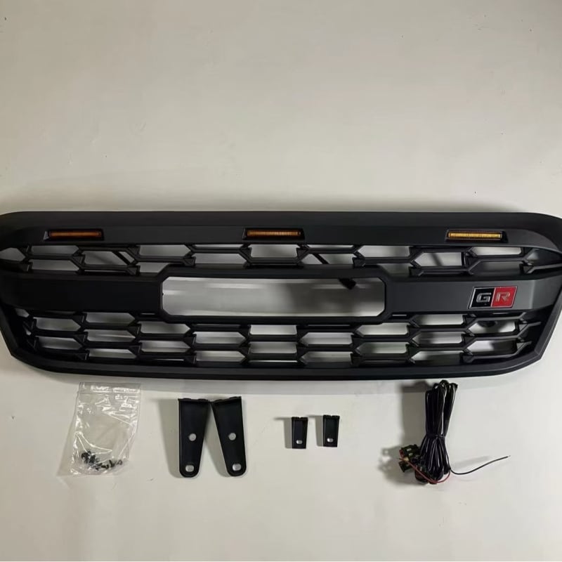 ABS műanyagból készült első grille Toyota Hilux Vigo (2008-2014) LED világítással, rögzítés a lökhárítóra