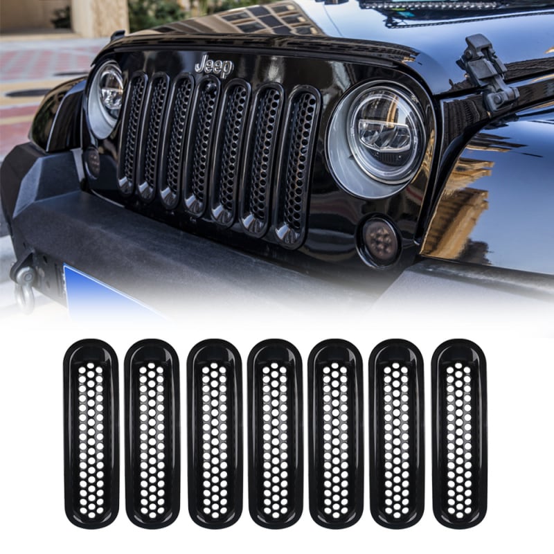 Komplet prstena rešetke za Jeep Wrangler JK (07-17), 7-dijelni snap-on, mreža protiv insekata, ABS plastika, HOZAN HZ20417