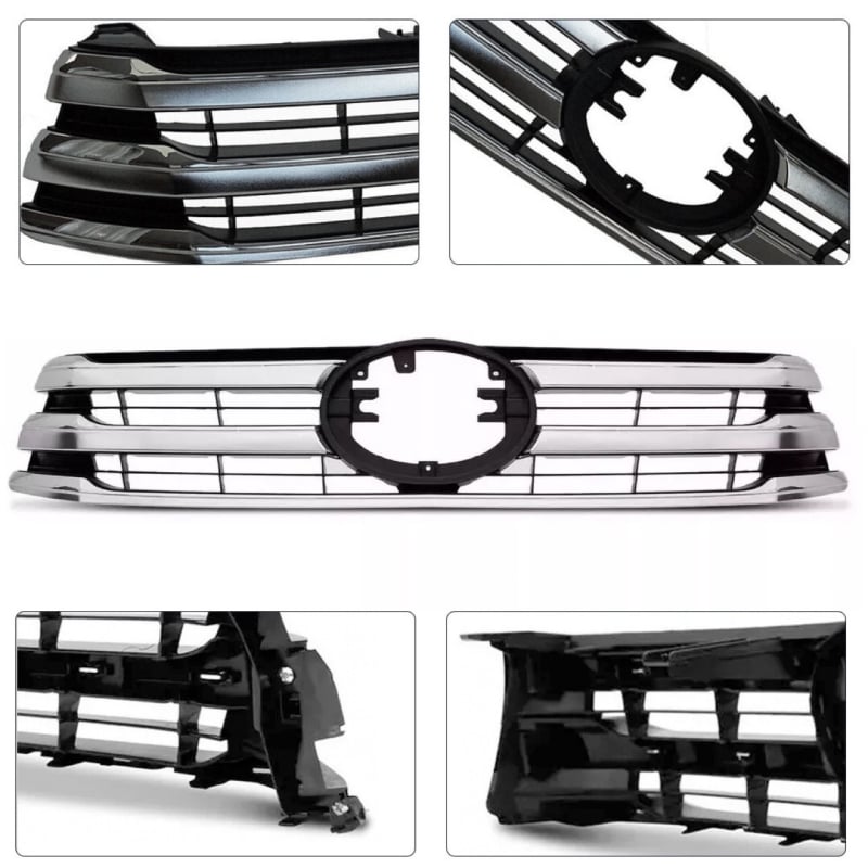 Εμπρόσθιος προφυλακτήρας με είσοδο αέρα για HILUX REVO – ABS πλαστικό, ηλεκτροχρωμιωμένο πλέγμα εξαερισμού