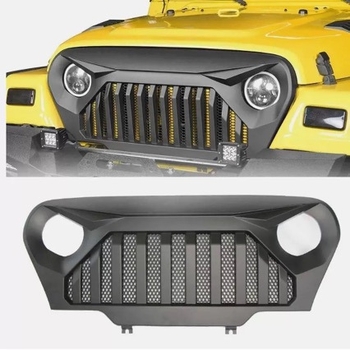 Komplet prednjeg dijela za TJ Wrangler: dekorativni prsten za svjetla i okvir srednje rešetke – ABS plast, montaža na radijator, težina 3,5 kg, Meijite