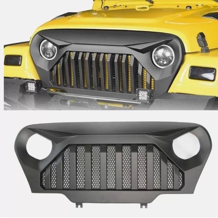 Komplet prednjeg dijela za TJ Wrangler: dekorativni prsten za svjetla i okvir srednje rešetke – ABS plast, montaža na radijator, težina 3,5 kg, Meijite