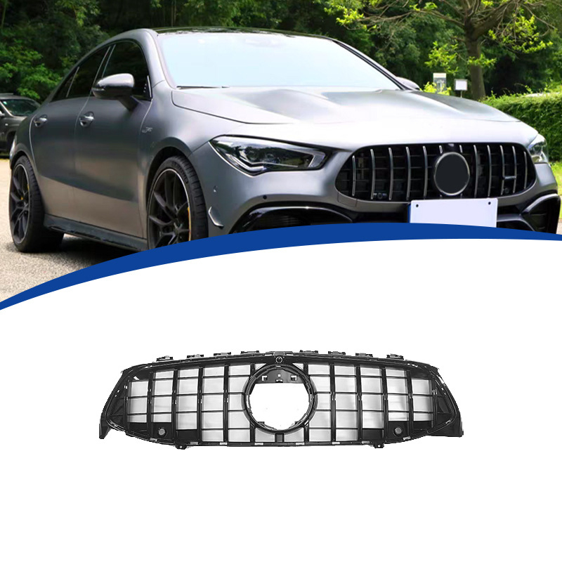 Gril za Mercedes-Benz CLA W118, GLA – GT okomite pruge, ABS plastika; ugradnja u radijator; modeli godina 2020–2022; težina 3,8 kg