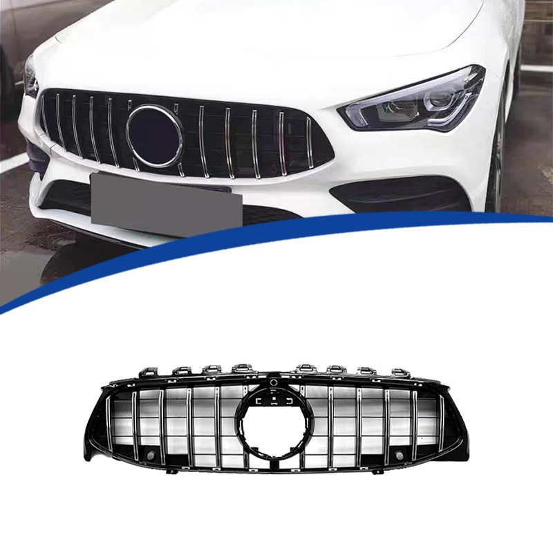 Gril za Mercedes-Benz CLA W118, GLA – GT okomite pruge, ABS plastika; ugradnja u radijator; modeli godina 2020–2022; težina 3,8 kg