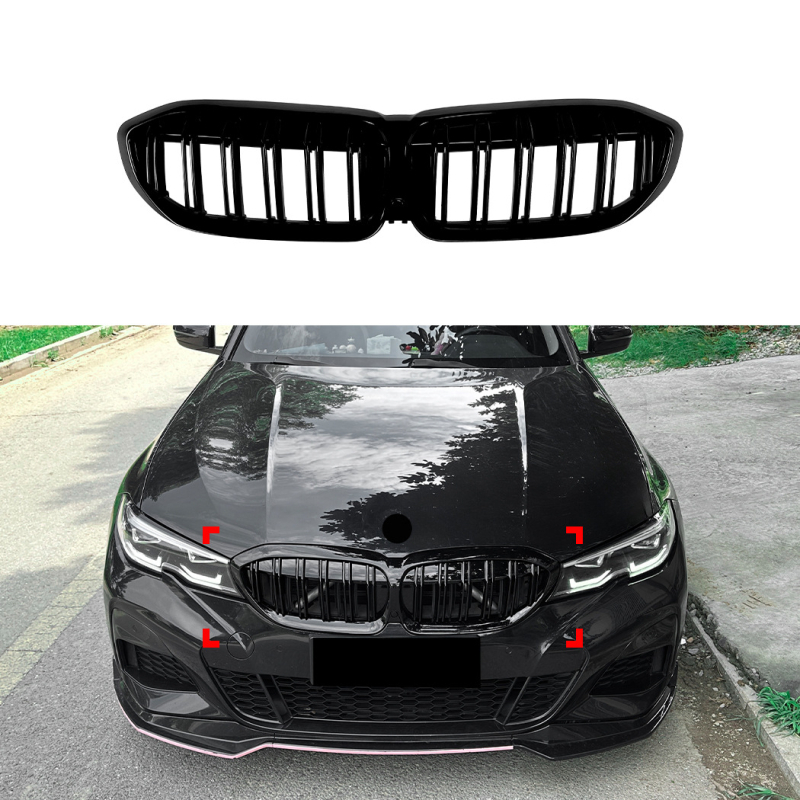 BMW 3 Series G20 prednja rešetka s paralelnim šipkama - ABS plast, montaža na branik, Broj dijela G20 early parallel bars, 1.6 kg