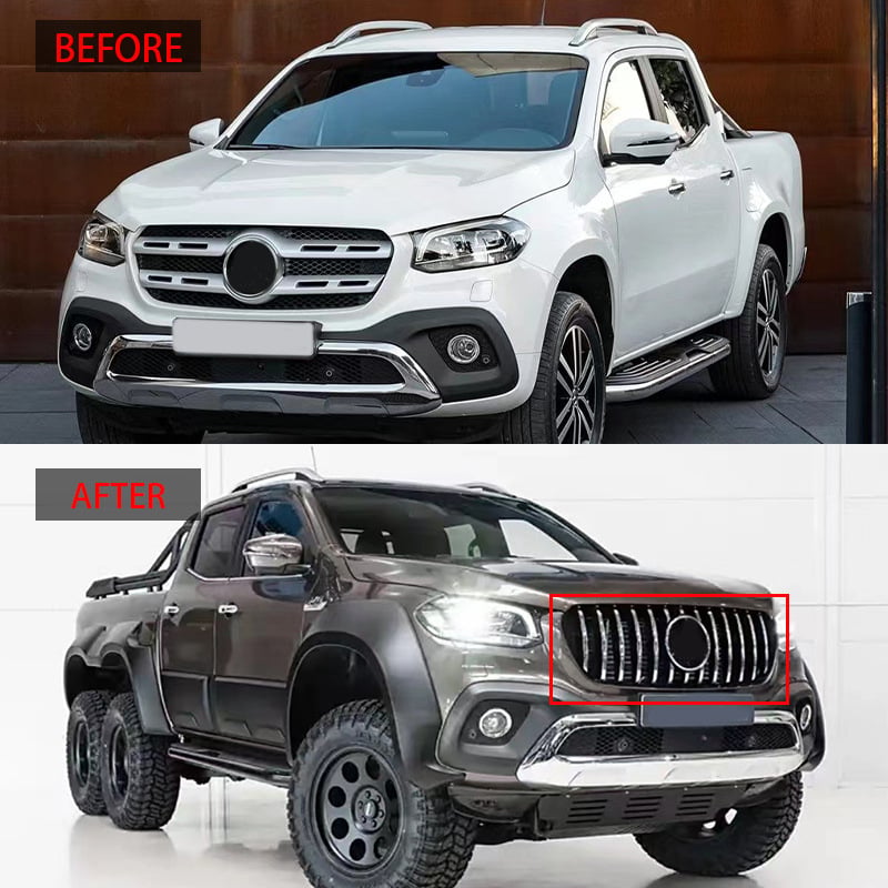 GT stil maska rešetke za Mercedes-Benz X-Class X470 (2019–2022), ABS plastika, ugradnja na radijator, marka YTOP