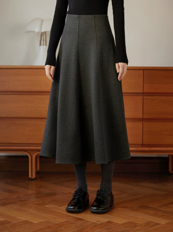 Vunena suknja, A-linija, srednje duljine, triacetat vlakna, uredski stil