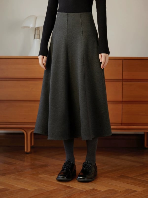 Vunena suknja, A-linija, srednje duljine, triacetat vlakna, uredski stil