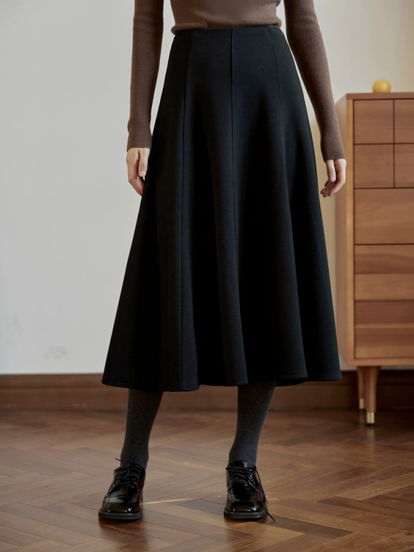 Vunena suknja, A-linija, srednje duljine, triacetat vlakna, uredski stil