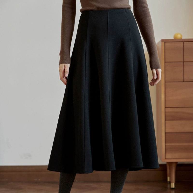 Vunena suknja, A-linija, srednje duljine, triacetat vlakna, uredski stil