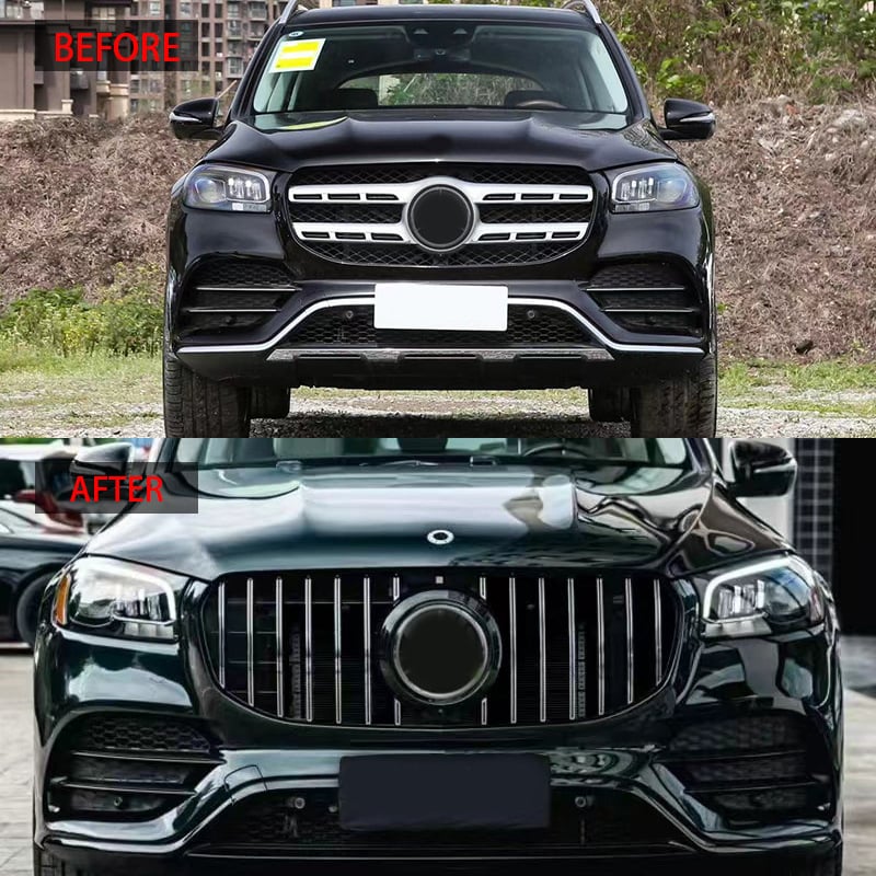 GT vertikalne letvice prednja maska za Mercedes-Benz GLS X167 (2022), ABS plastika, ugradnja na rashladnik, dio br. 167, brend ytop