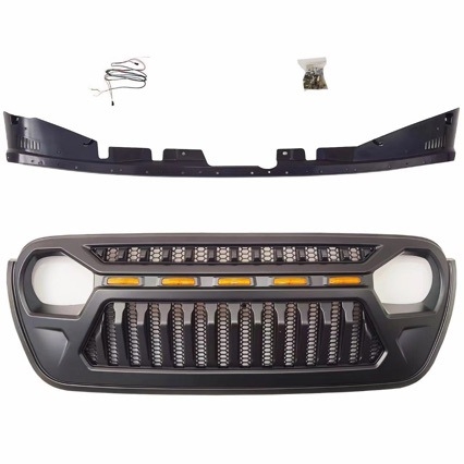 Elülső grilles készlet JL/JT Wrangler Gladiator 18-25, ABS műanyag, radiátorhoz szerelhető, világítással