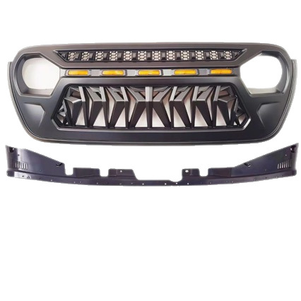 Elülső grilles készlet JL/JT Wrangler Gladiator 18-25, ABS műanyag, radiátorhoz szerelhető, világítással