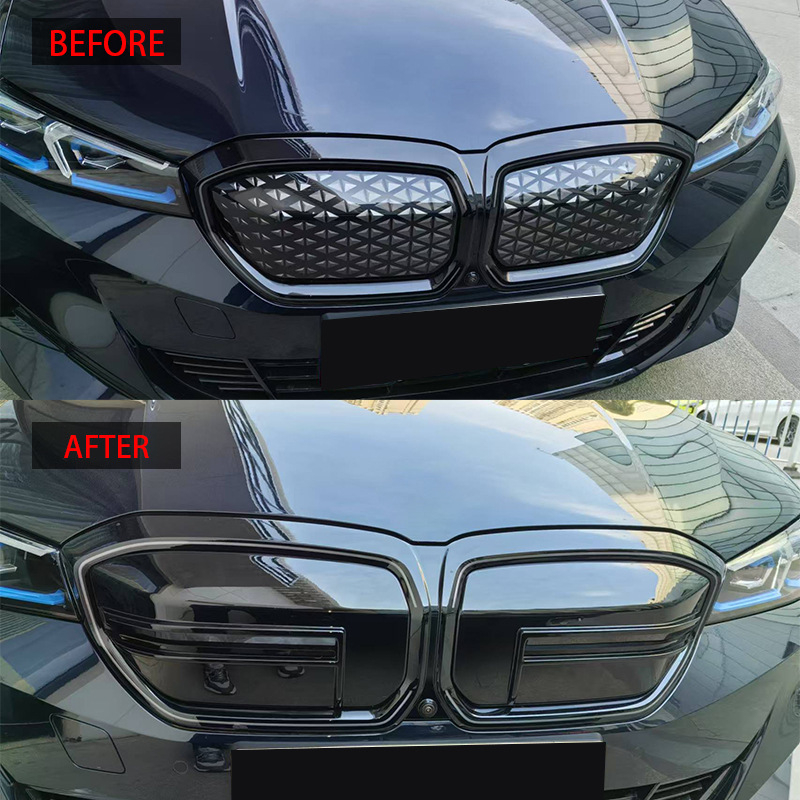 BMW i3 M-stil prednja rešetka, 2-dijelna podjela, za modele 2022+; Materijal: ABS plastika; Ugradnja na hladnjak; Broj dijela I3; Kompatibilan model I3