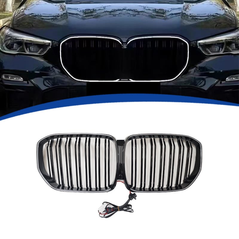 BMW X5 G05 LED osvijetljena rešetka hladnjaka s dvostrukom linijom (ABS plastika; ugradnja u rashladnik; godine 2020-2022; Dio br. 222)