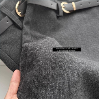 A-linijska suknja od vunene tkanine, udio poliestera 50–70%, kratka, zima 2024, gradski stil