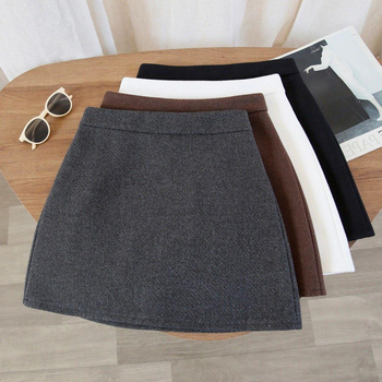 Pola s visokim strukom i A-krojem, pamuk-poliester smjesa, zatvarač, mikroelastičnost, gradski stil