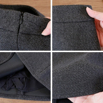 Pola s visokim strukom i A-krojem, pamuk-poliester smjesa, zatvarač, mikroelastičnost, gradski stil