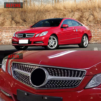 Csillagos előoldali rács Mercedes-Benz E‑Class W207 (2010–2013, 2 ajtós) ABS műanyag, radiátorra szerelés, Alkatrész szám 207