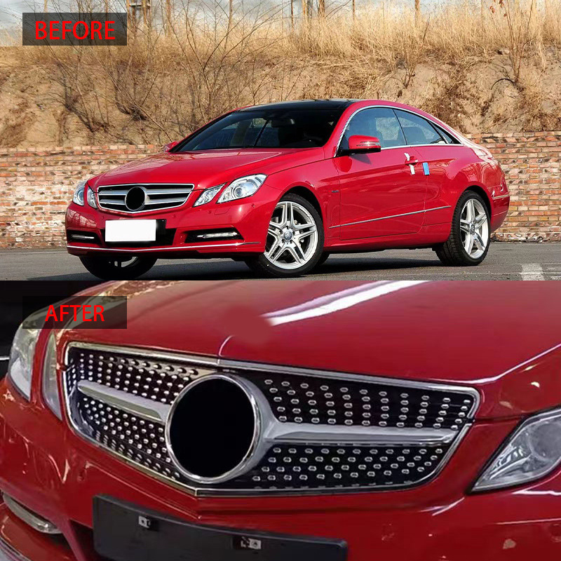 Csillagos előoldali rács Mercedes-Benz E‑Class W207 (2010–2013, 2 ajtós) ABS műanyag, radiátorra szerelés, Alkatrész szám 207