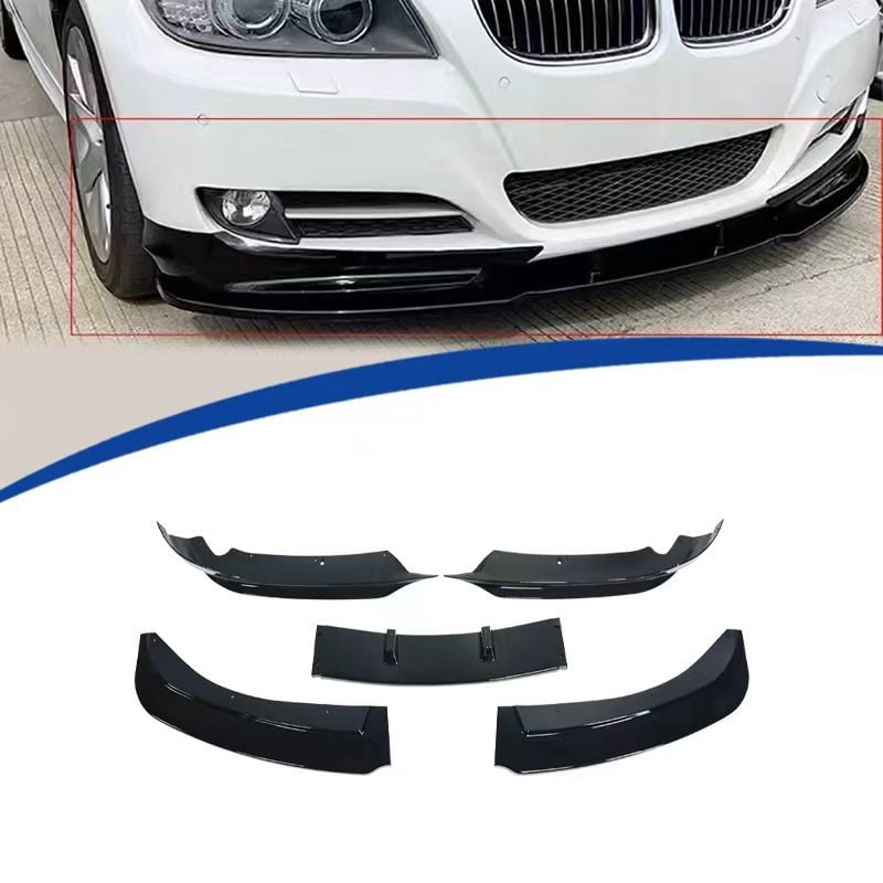 Prednji spojler za BMW E90 2009-2011, 5-dijelni, ABS plastika, za ugradnju na branik, težina 2,3 kg