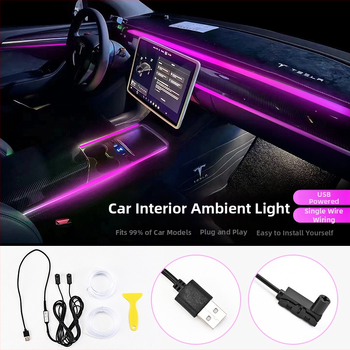USB LED ambijentalno osvjetljenje unutarnjeg automobila – višebojno osvjetljenje za instrument ploču i središnju konzolu