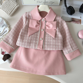 Két részes lányoknak szánt szoknyás kosztüm, ősz 2024, koreai stílus, hosszú ujjú, poliészter keverék anyag (85% poliészter)