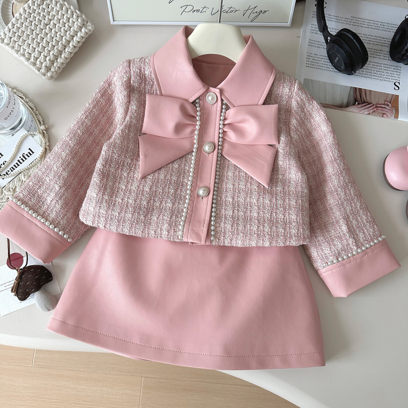 Két részes lányoknak szánt szoknyás kosztüm, ősz 2024, koreai stílus, hosszú ujjú, poliészter keverék anyag (85% poliészter)