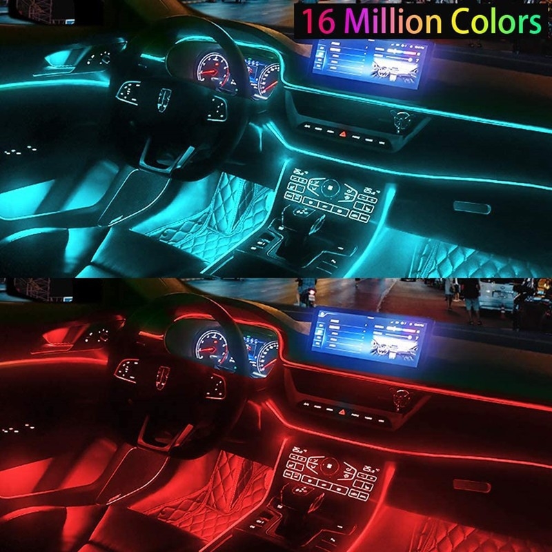Ambijentalna LED lampica za unutrašnjost automobila, upravljanje putem aplikacije, 7 boja, glasovno upravljanje, dekorativna rasvjeta za ploču