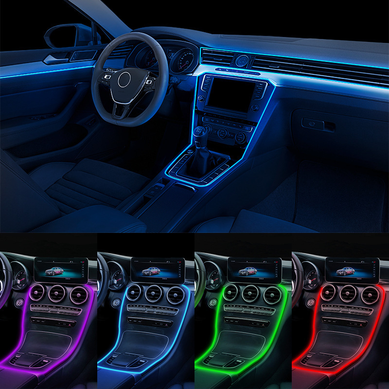 Tihi LED interijer ambijentalno svjetlo za automobil s USB — univerzalna kompatibilnost s pločom i središnjom konzolom