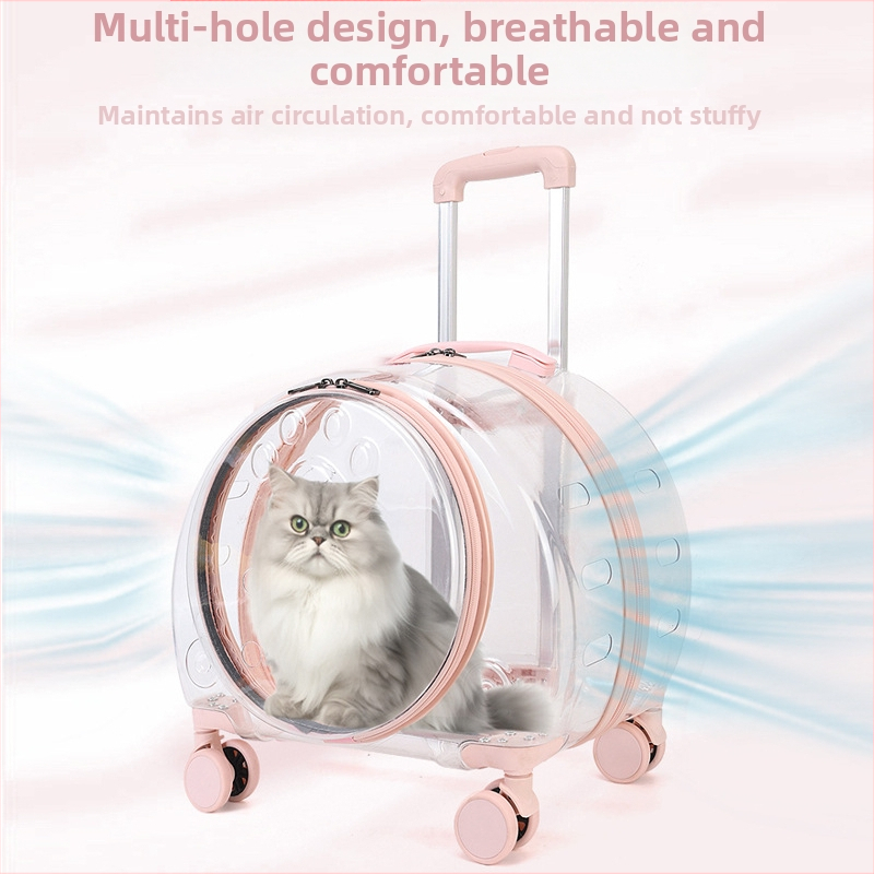 Чанта за домашни любимци на колела, PC корпус, капацитет 10, солиден модел, средна твърдост