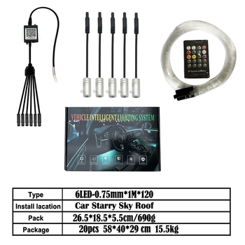 Unutarnje automobilsko LED ambijentalno svjetlo sa zvjezdanim nebom, UM099, 5V, 1W, 1A, univerzalna kompatibilnost