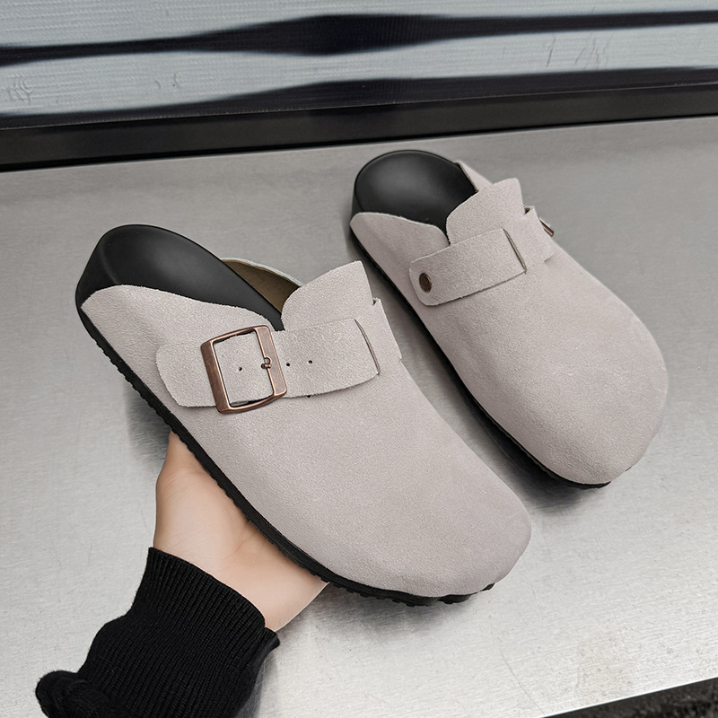 Мъжки кежуал велурени слип-он обувки с гумена подметка и заоблен нос