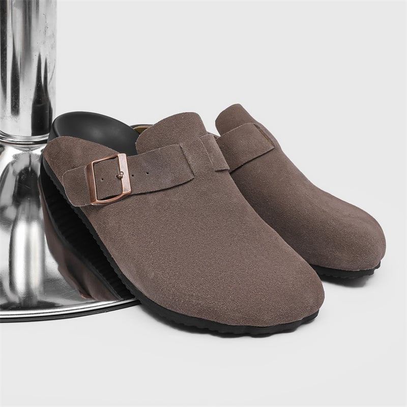 Мъжки кежуал велурени слип-он обувки с гумена подметка и заоблен нос