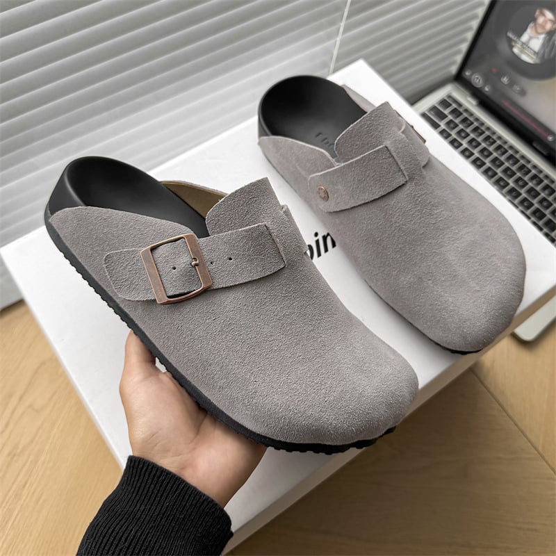 Мъжки кежуал велурени слип-он обувки с гумена подметка и заоблен нос