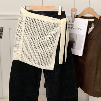 Jacquard suknja od šuplje pletene, slojeviti dizajn, poliester materijal, mikro-elastičan