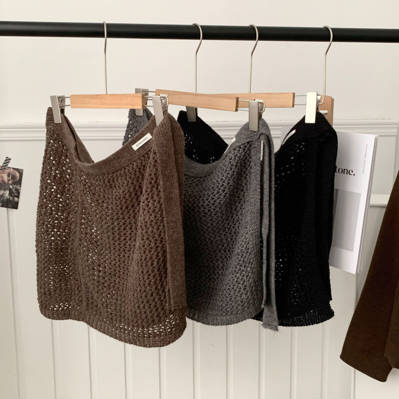 Jacquard suknja od šuplje pletene, slojeviti dizajn, poliester materijal, mikro-elastičan