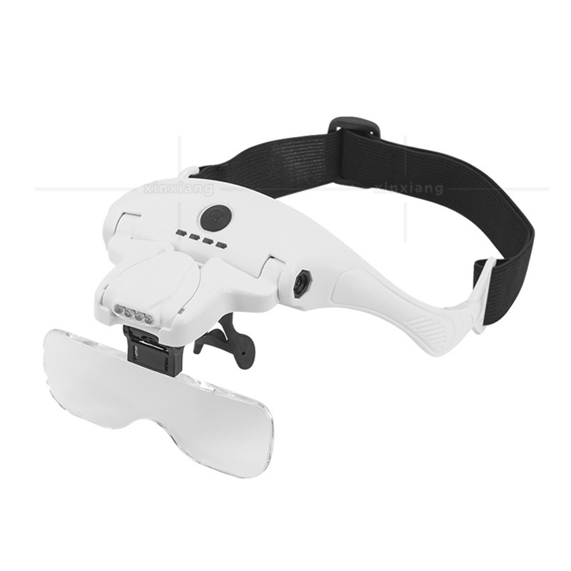 Лупа за ремонт на часовници с глава, с 4 LED осветления, презареждаща се, пет групи оптични лещи