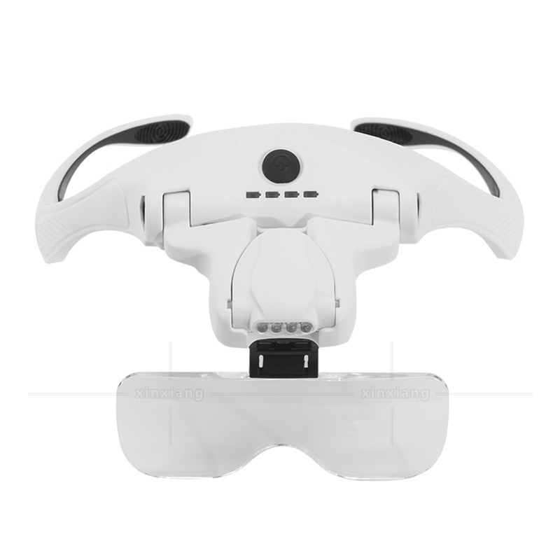 Лупа за ремонт на часовници с глава, с 4 LED осветления, презареждаща се, пет групи оптични лещи