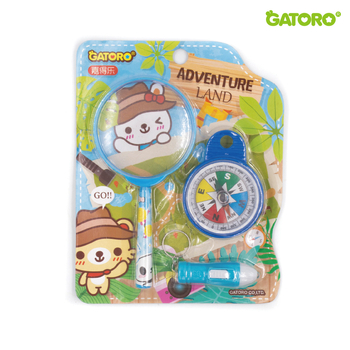 Πολυλειτουργικό σετ μεγεθυντικού φακού με φως και πυξίδα; πλαστική κατασκευή; σετ 24 καρτών; ηλεκτρικό; εκπαιδευτικό παιχνίδι βιολογίας/χημείας; για παιδιά 4–6 ετών