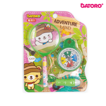 Πολυλειτουργικό σετ μεγεθυντικού φακού με φως και πυξίδα; πλαστική κατασκευή; σετ 24 καρτών; ηλεκτρικό; εκπαιδευτικό παιχνίδι βιολογίας/χημείας; για παιδιά 4–6 ετών