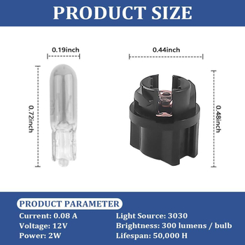 T5 sklenená LED súprava pre prístrojovú dosku, 12V, životnosť 88800 h