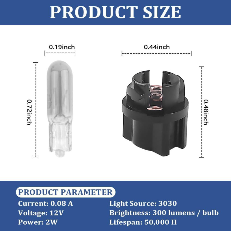 T5 sklenená LED súprava pre prístrojovú dosku, 12V, životnosť 88800 h
