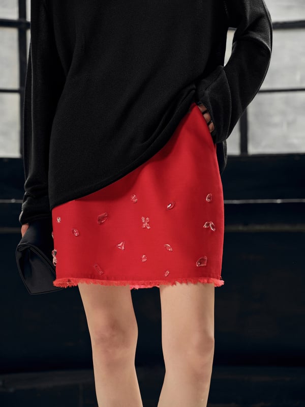 Suknja, jednobojna, poliester, bez glađenja, retro stil